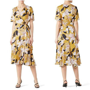 Slate & Willow Dark Yellow Mod Daisy Wrap Midi Dress $297